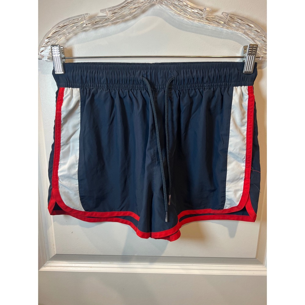 H&M Womens Athletic Shorts Colorblock Side Stripe Navy Blue Size S